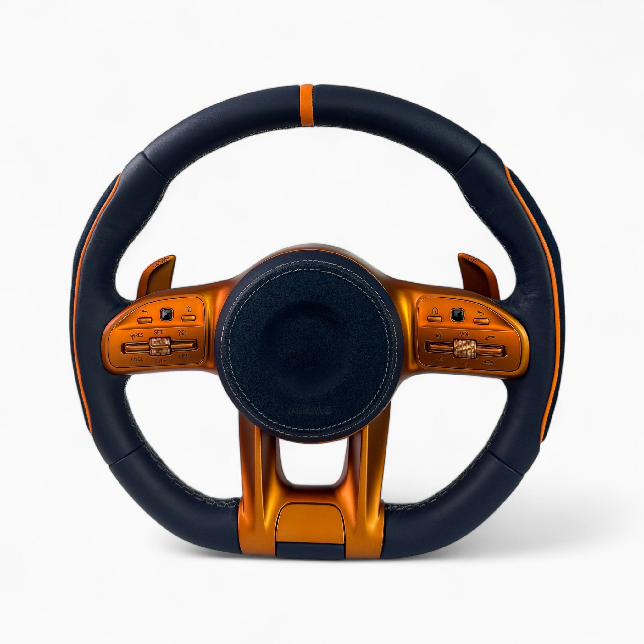 PSS Iconic Leder Edition „Royal Blue | Orange“ passend für Mercedes