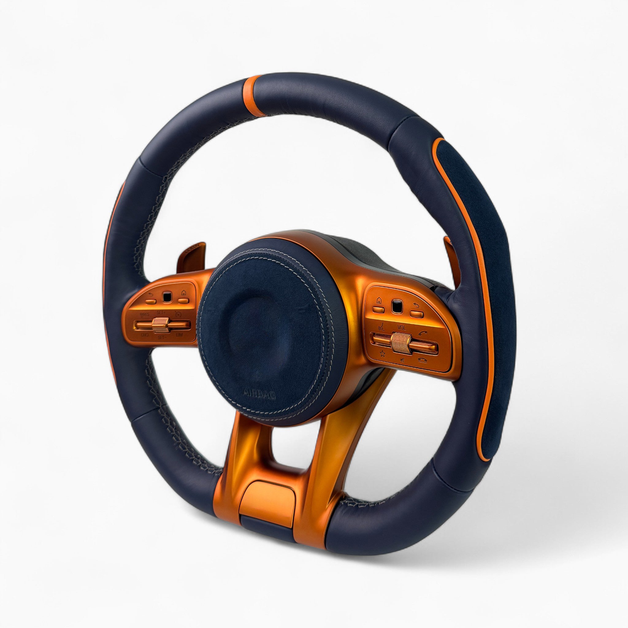 PSS Iconic Leder Edition „Royal Blue | Orange“ passend für Mercedes